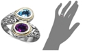 EFFY Collection Balissima by EFFY&reg; Blue Topaz (3/4 ct. t.w.) and Amethyst (3/4 ct. t.w.) Bypass Ring in Sterling Silver and 18k Gold